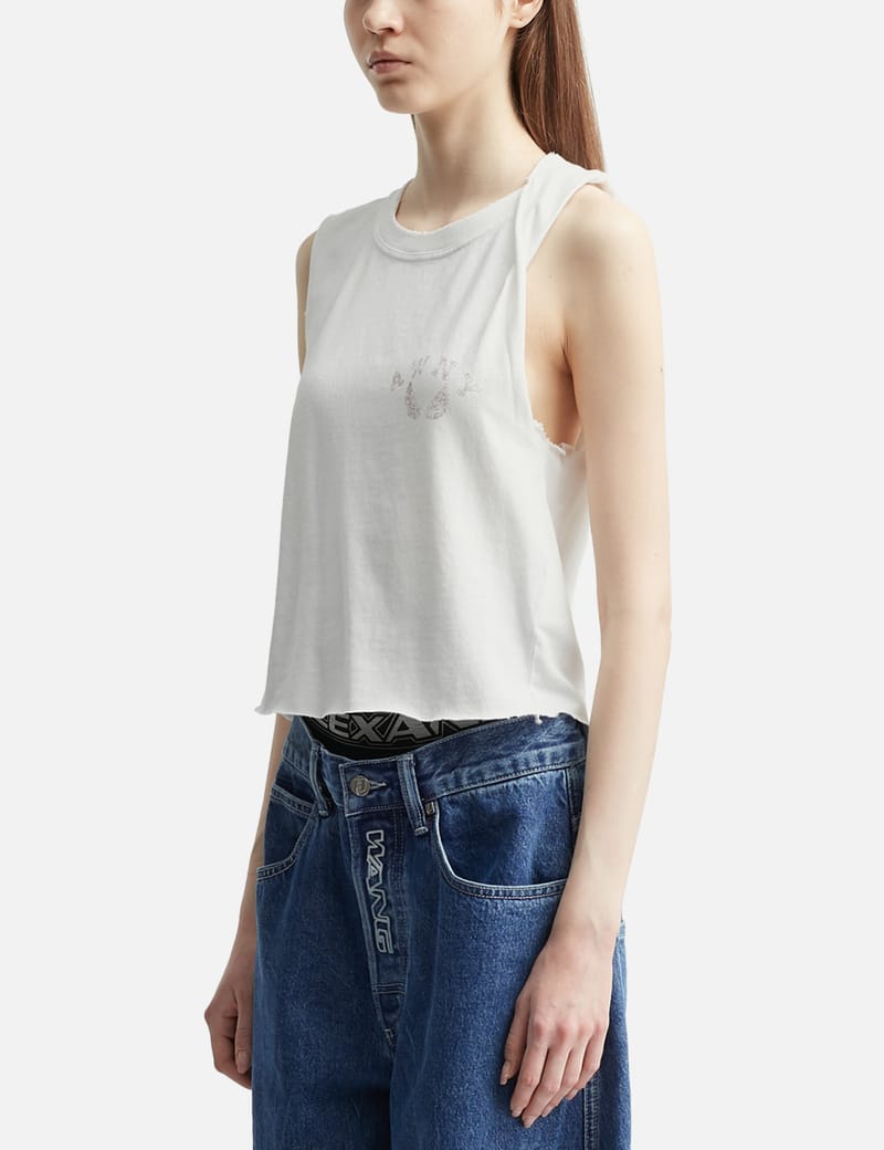 ALEXANDER WANG】DISTRESSED MUSCLE TEE S Alexander Wang White