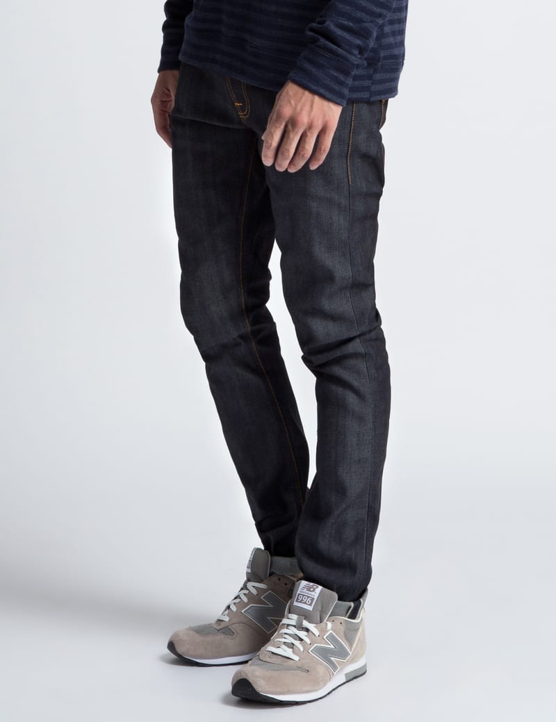 Nudie Jeans - Tape Ted Dry Selvage Comfort Blue Denim Jeans | HBX