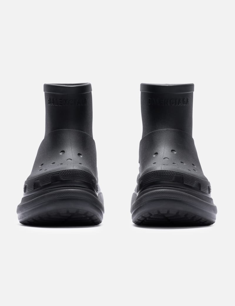 Balenciaga Crocs Rubber Ankle Boot - Black designer rubber ankle