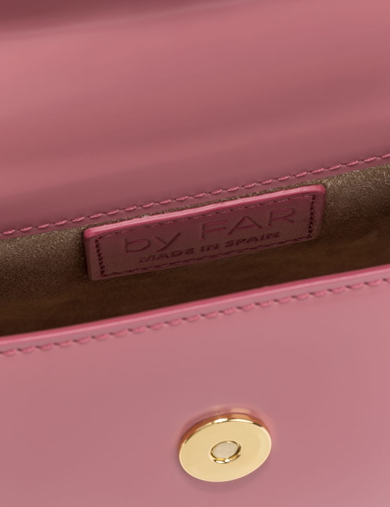 BY FAR - Mini Pink Semi Patent Leather Bag | HBX - Globally