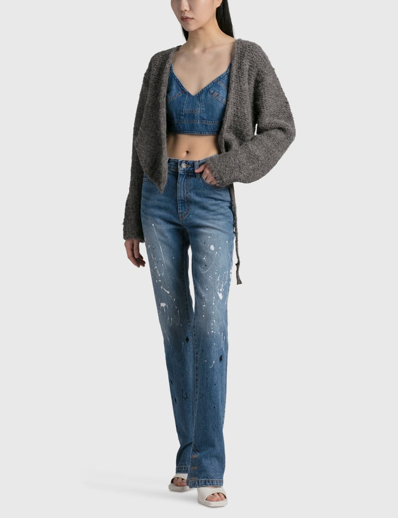 Open YY - PAINT DROP SIDE BUTTON SKINNY JEANS | HBX