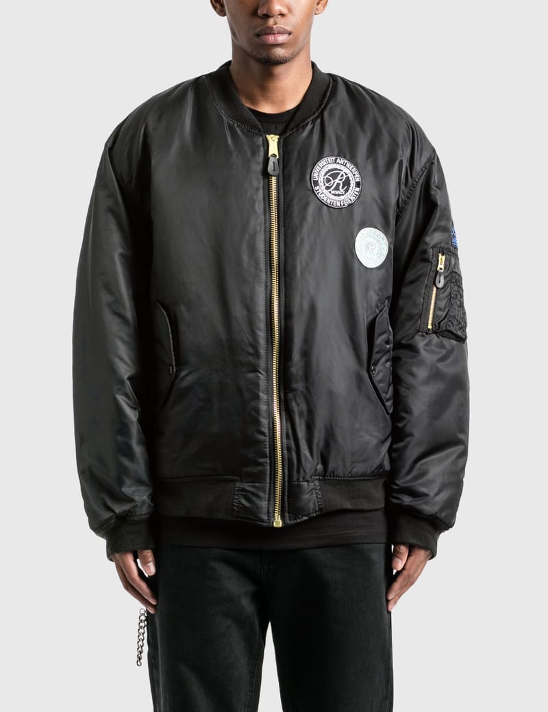 Raf Simons - Nylon Patched Bomber Jacket With Wool Elongation 