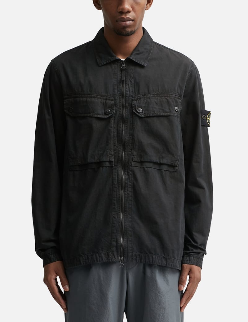 Mens black store stone island overshirt