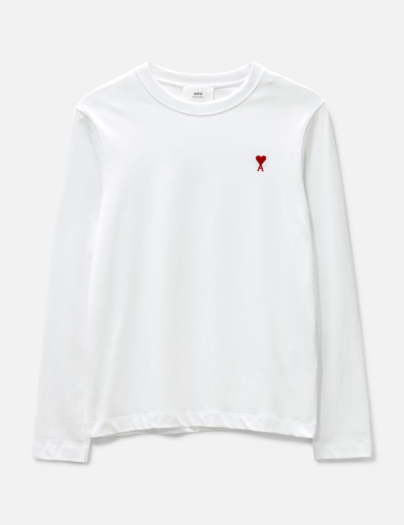 新品【アミパリス】AMI DE COEUR ロングスリーブ Tシャツ ホワイトコットン100%