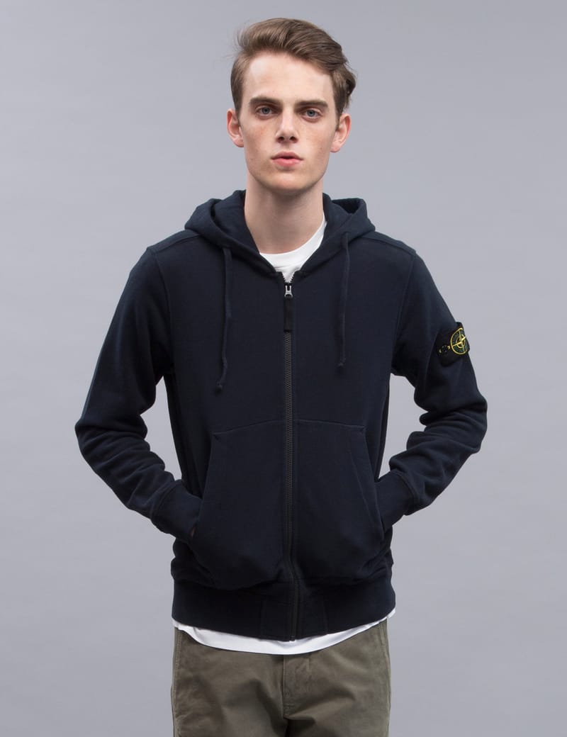 Stone Island - Zip Hoodie With Logo Arm Patch | HBX Stone Island - Zip Hoodie With Logo Arm Patch | HBX