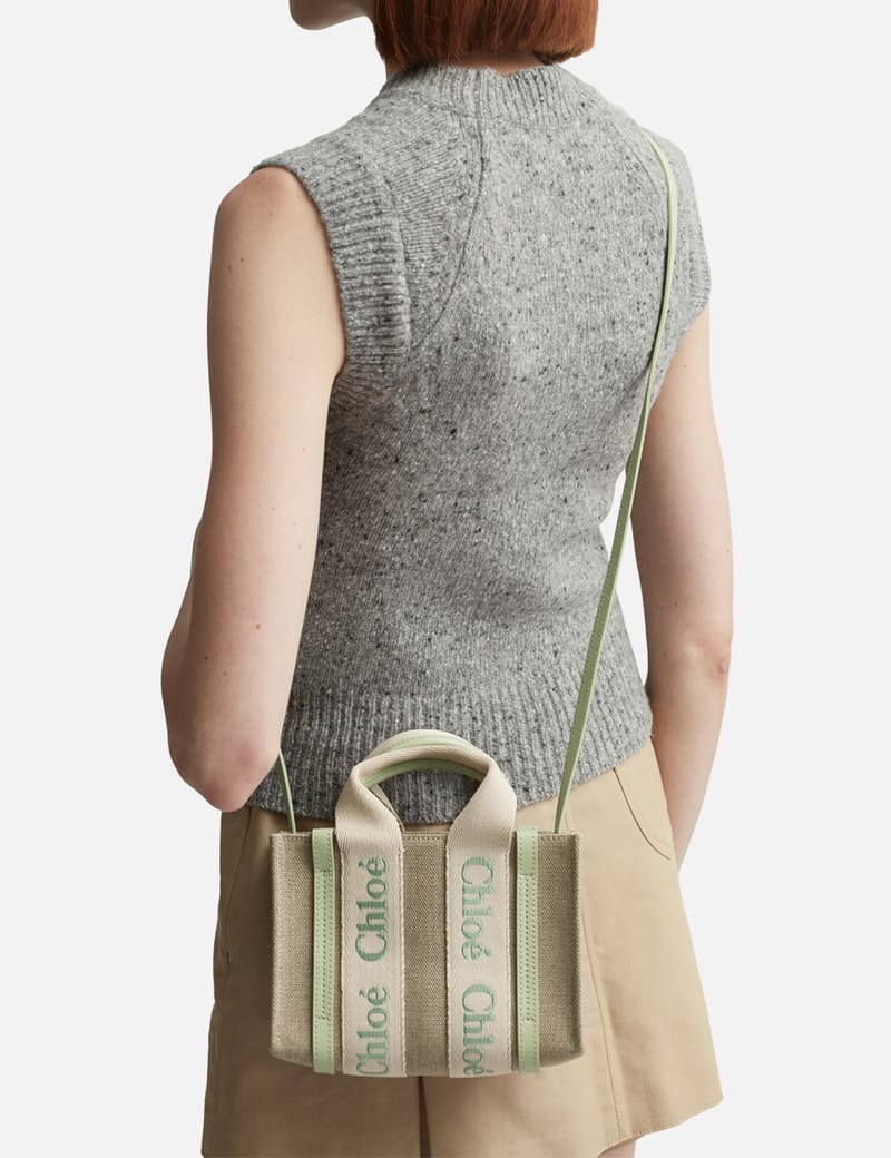 Chloé - Mini Woody Tote Bag In Linen & Leather | HBX