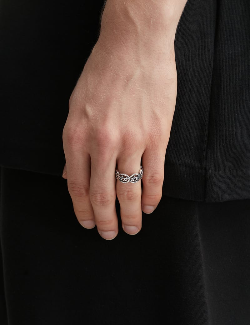 TwoJeys Axis Ring - Polished 925 silver ring with oxidized cross