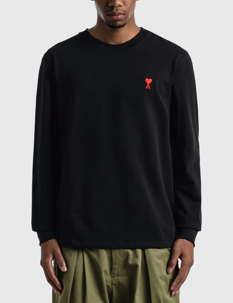 AMI PARIS■Ami de Coeur ロングスリーブ Tシャツ Black Ami Paris Ami De Coeur Long Sleeved T-shirt Black Men's