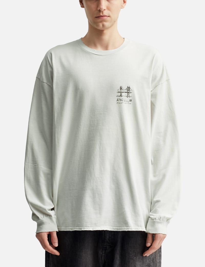 ANCELLM Damage Waffle Crew Long Sleeves T-Shirt - Japanese cotton