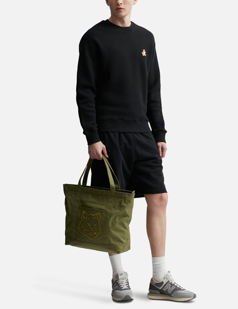 トートバッグ Fox Head Large Shopper Bag - Maison Kitsune - Cotton - Green Maison Kitsuné - Fox Head Large Tote | HBX - Globally