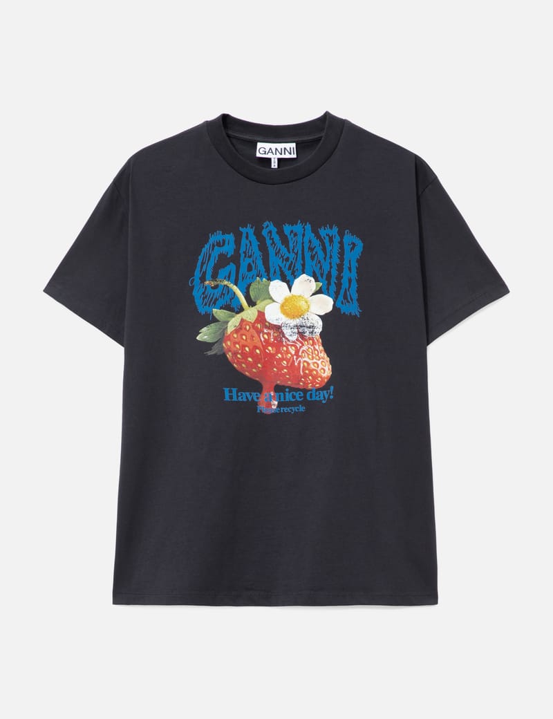 Ganni - ホワイト リラックス ストロベリー Tシャツ | HBX
