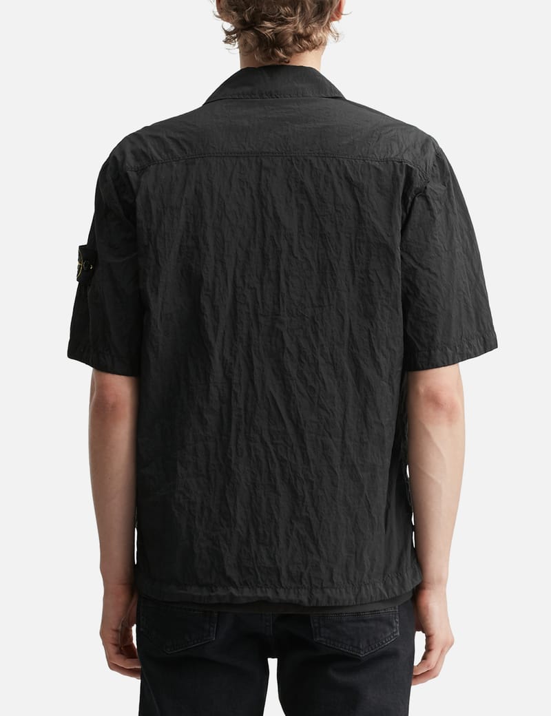 Stone Island Nylon Metal Short Sleeve Shirt - Iridescent zip-up