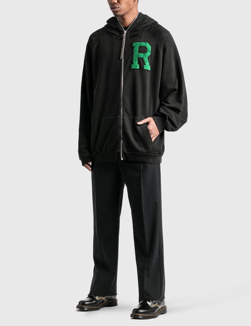 Raf Simons Badge And Print Oversized Zipped Hoodie HBX