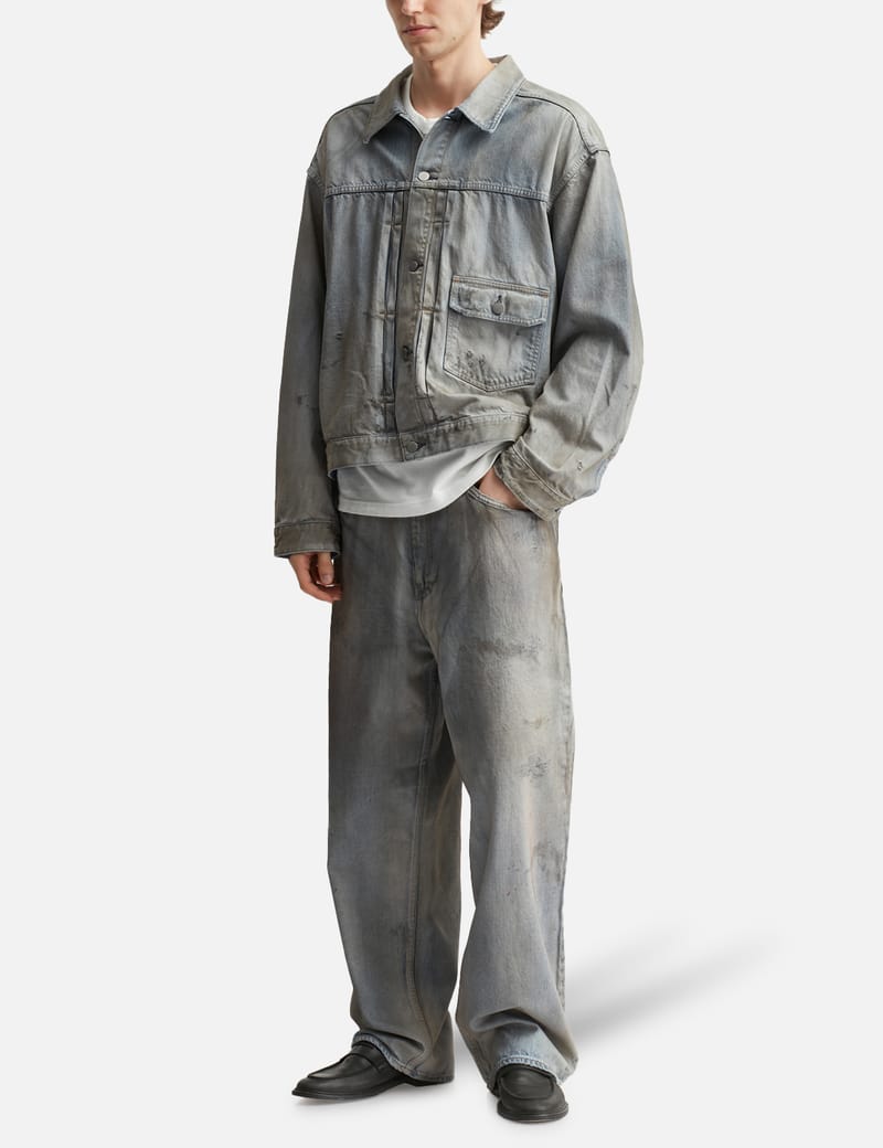 ANCELLM Aging Denim Jacket - Relaxed indigo denim with vintage
