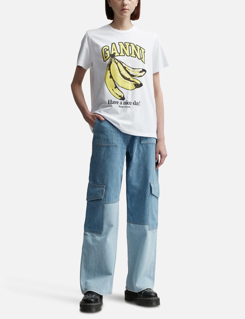 【GANNI】バナナプリントのクルーネックコットンTシャツ GANNI ガニー 半袖 Tシャツ Basic jersey Lemon Banana CHERRY