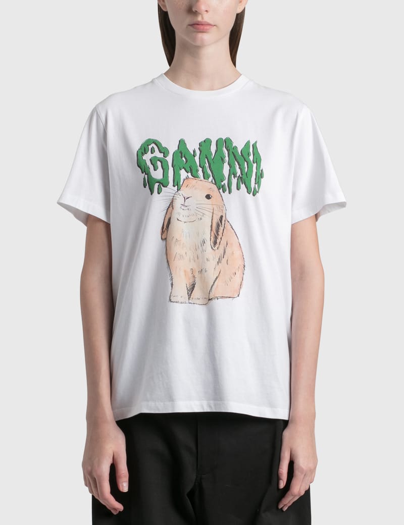 Ganni - Bunny Basic Cotton Jersey T-Shirt | HBX - HYPEBEAST