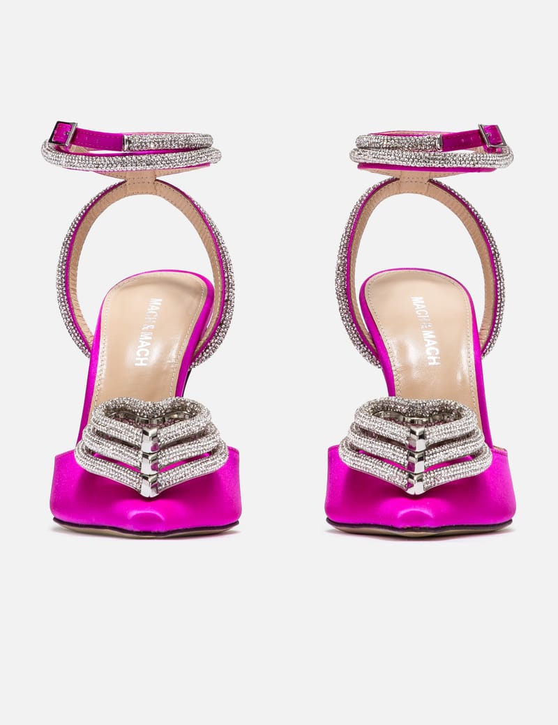 Mach & Mach - Triple Heart Satin Heels | HBX - Globally