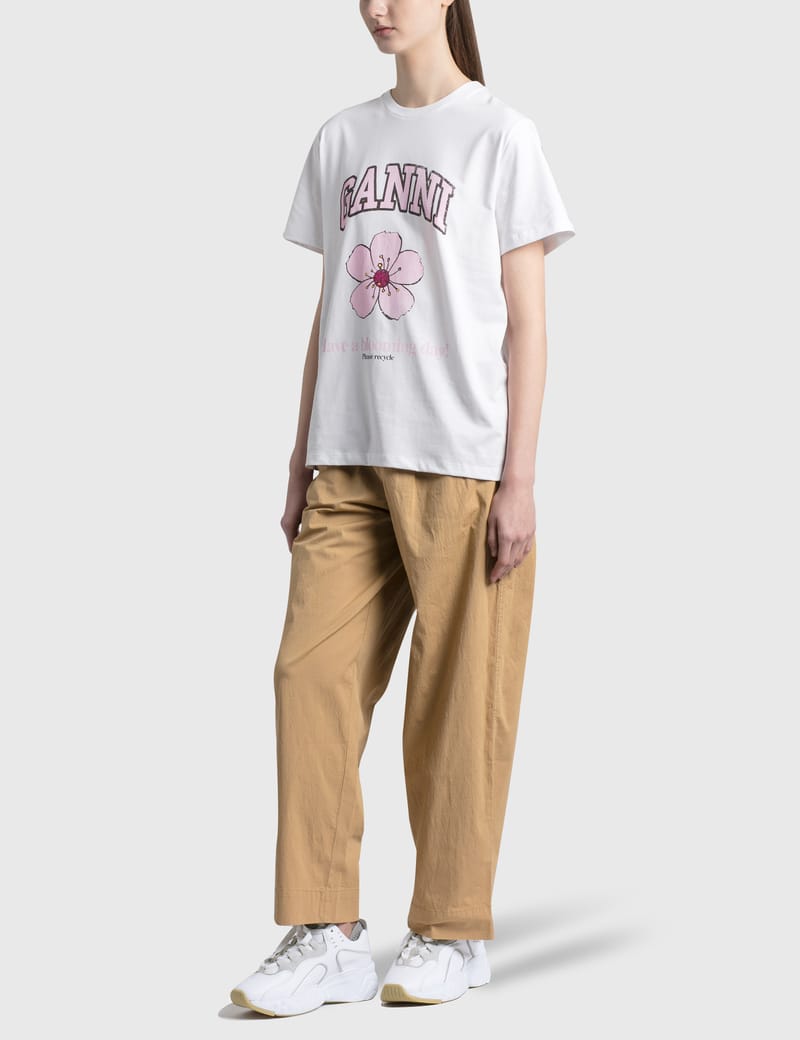 【関税&送料込】Ganni Cherry T-Shirt Bright White White Basic Jersey Cherry Relaxed T-shirt