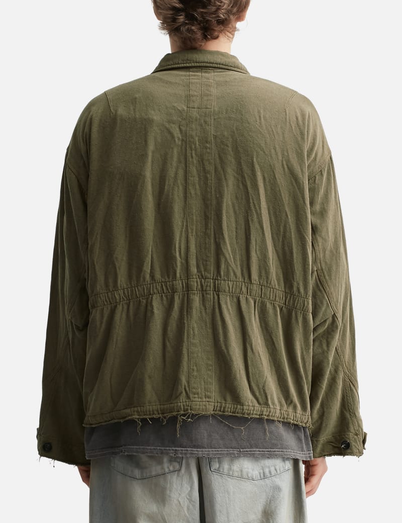 ANCELLM Silk Suede Field Jacket - Khaki noil-silk field jacket