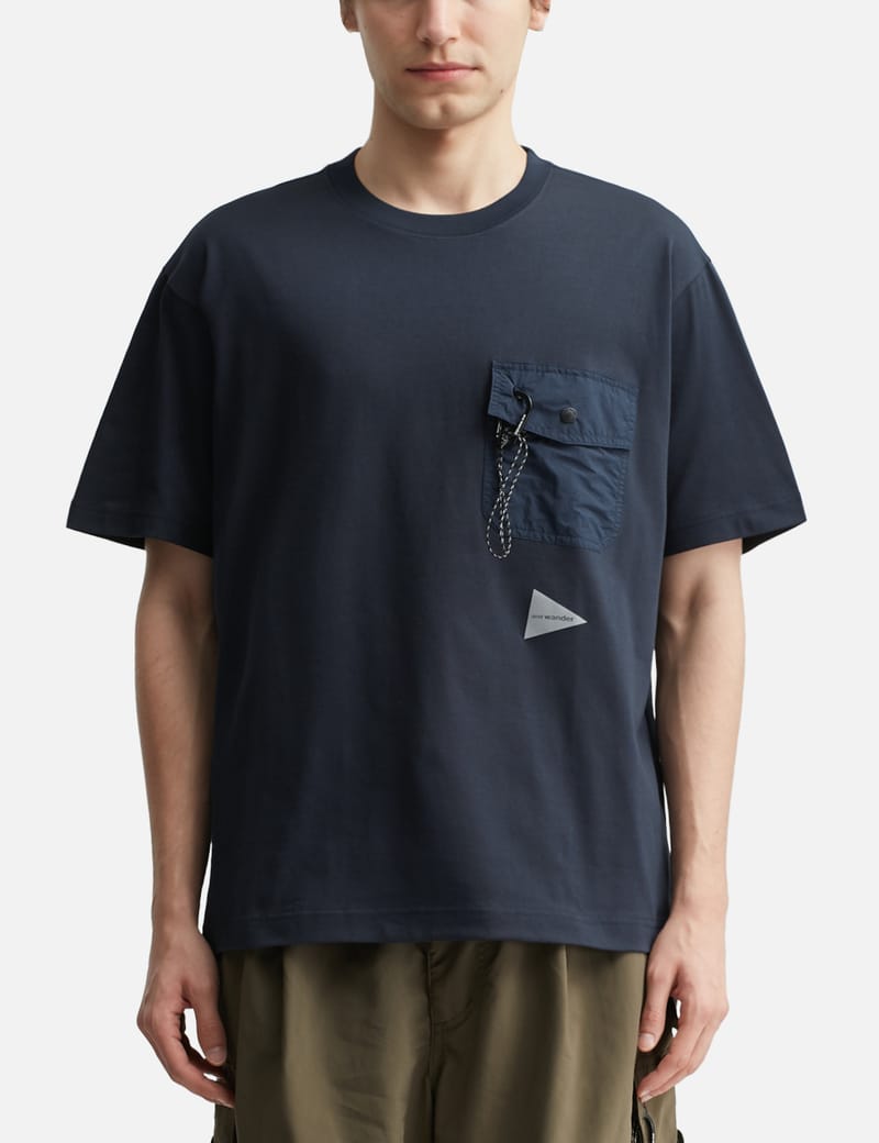 and wander - ハイブリッド ウォーム ポケット ロングスリーブ Tシャツ