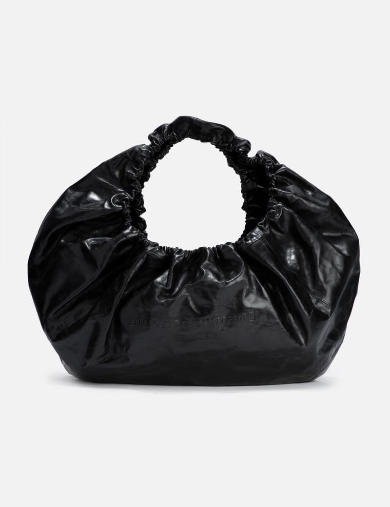 Crescent large crackle leather shoulder bag