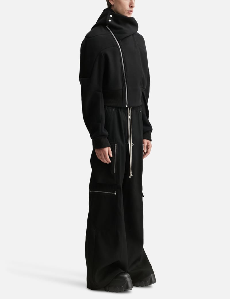 Rick Owens Cropped Hooded Flight jacket - Black virgin wool