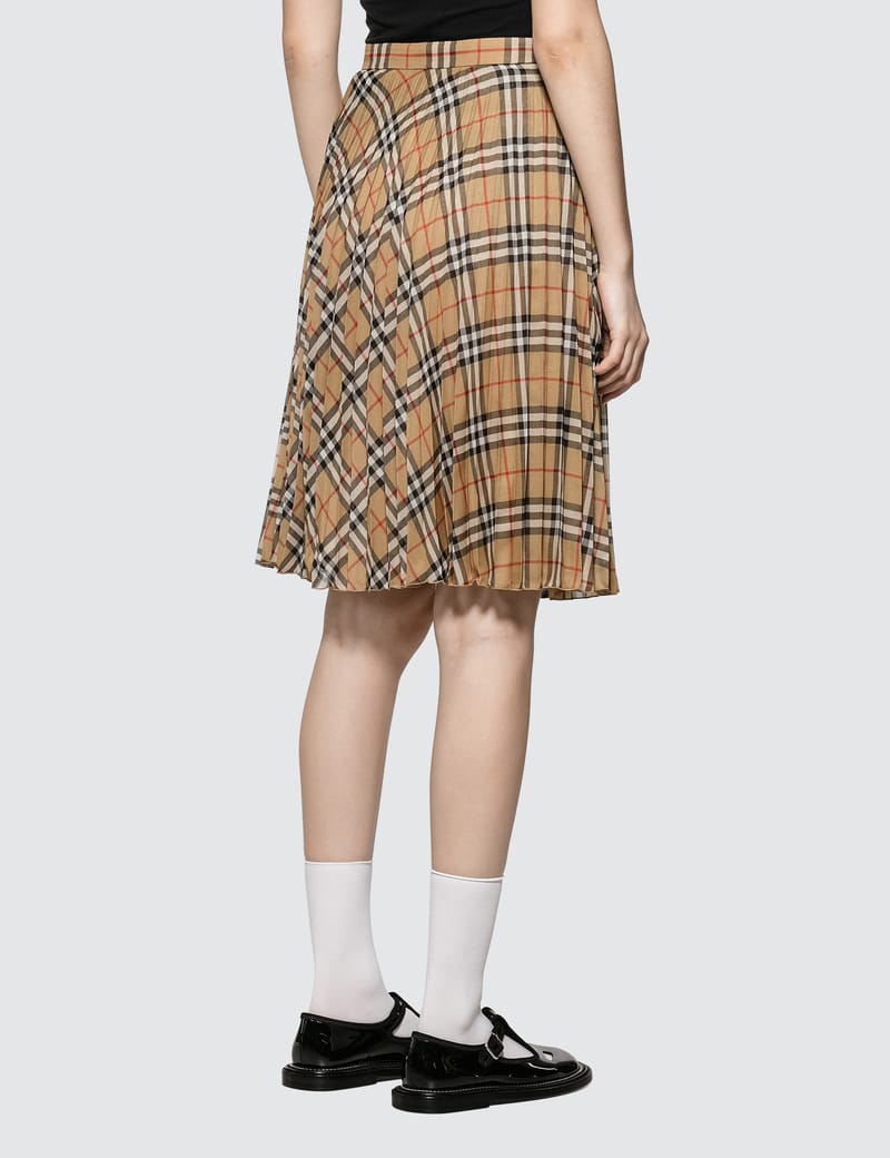 Burberry archive vintage hotsell print pleated skirt