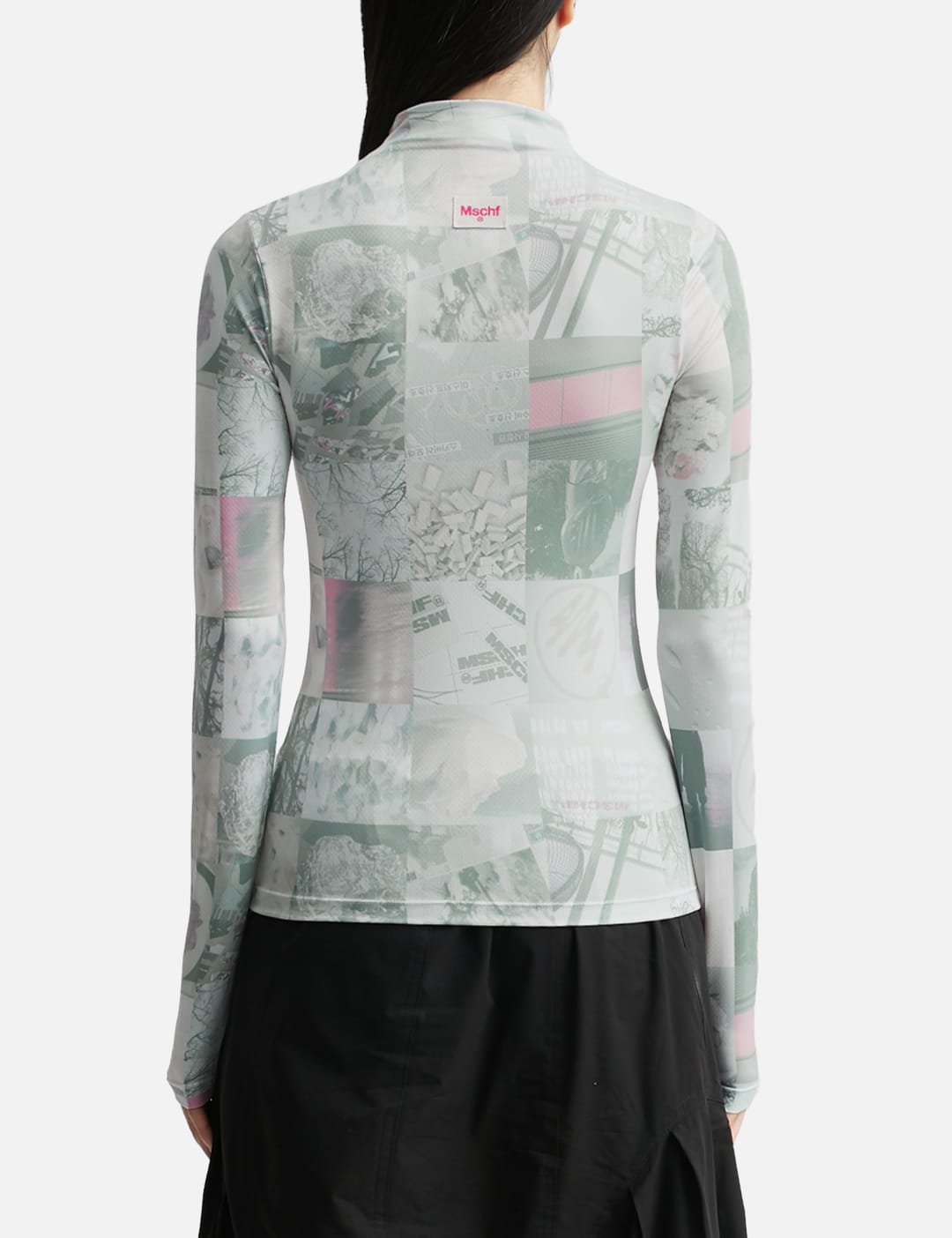 Printed Mock Neck Cycling Jersey Top