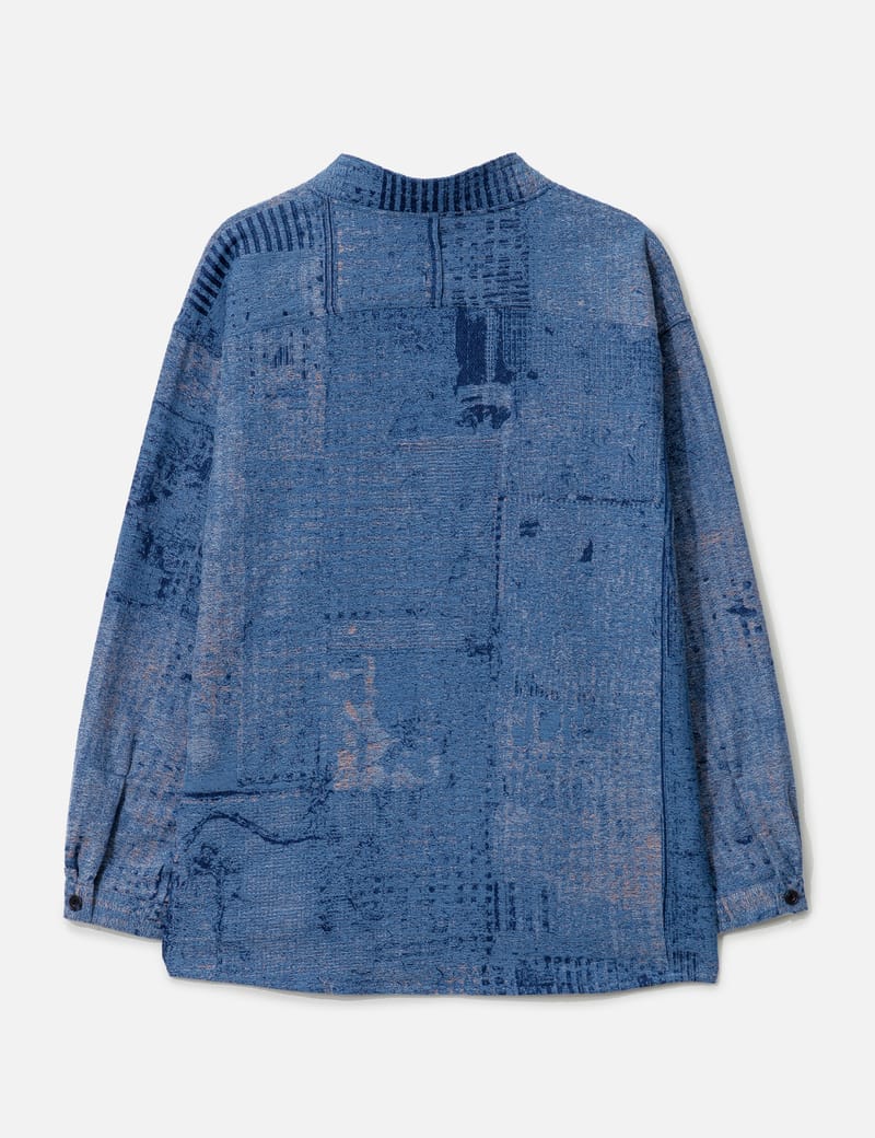 FDMTL Boro Jaquard Haori Shirt 3YR Wash - Indigo jacquard haori