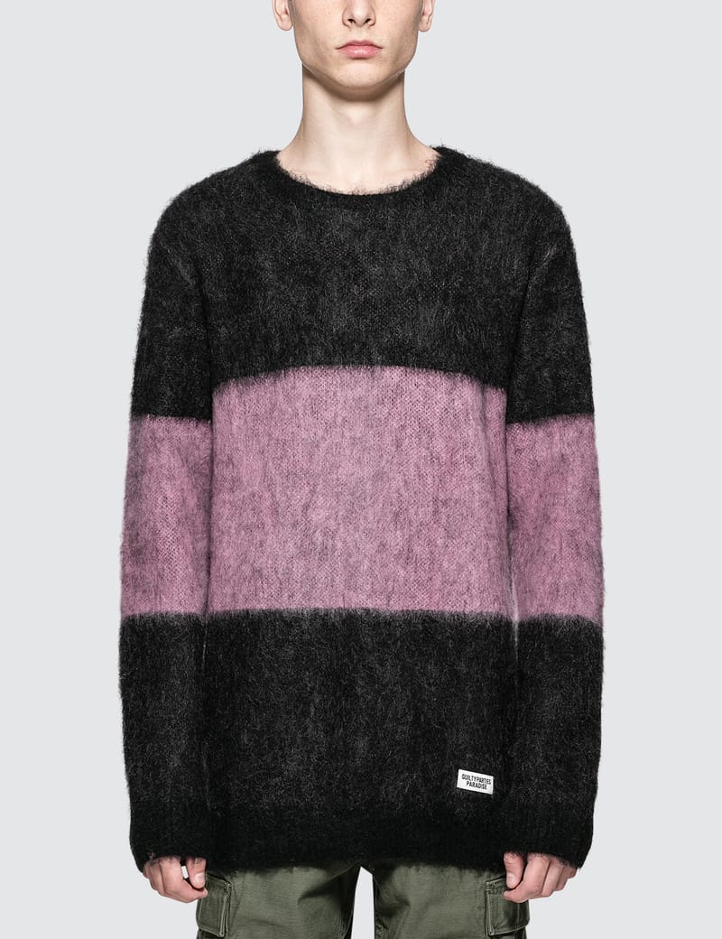 ビタミンカラーのハーモニー ワコマリア STRIPED MOHAIR CREW NECK