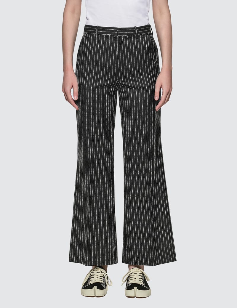 Maison Margiela - Wool Stripe Margiela Logo Pants | HBX - Globally