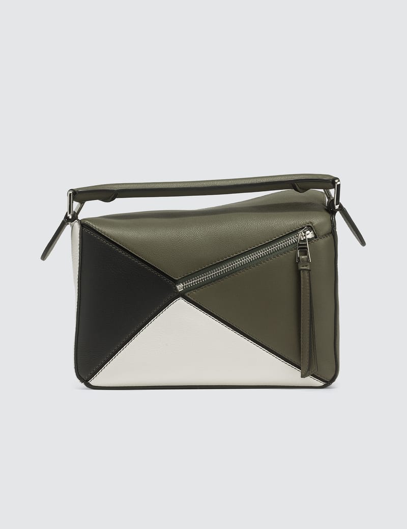 ハンドバッグ Loewe Khaki Leather Mini Puzzle Handbag LOEWE Calfskin Mini Puzzle Edge Bag Vintage Khaki 1646955