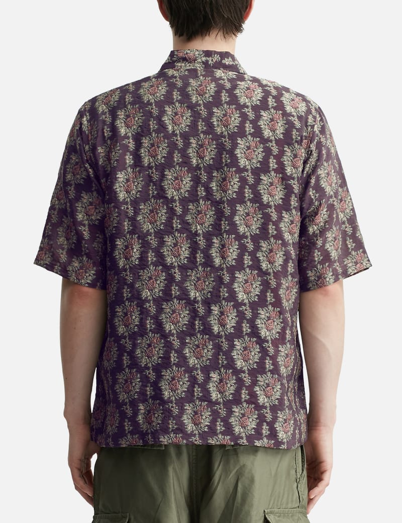 Needles Cabana Shirt - Purple floral jacquard cupra-blend, relaxed