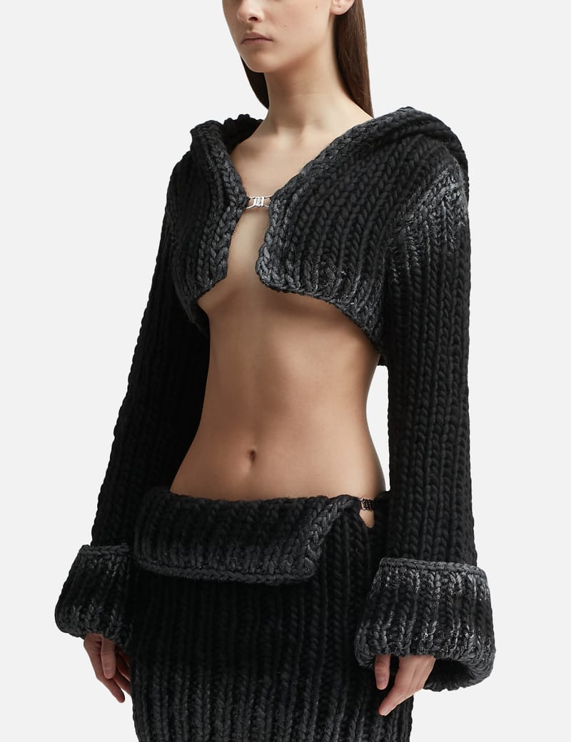 Knitted best sale hooded top