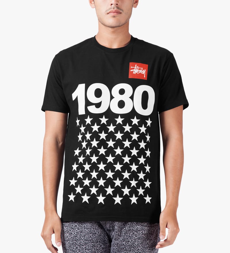 Stüssy - Black 1980 Stars T-Shirt | HBX - Globally Curated