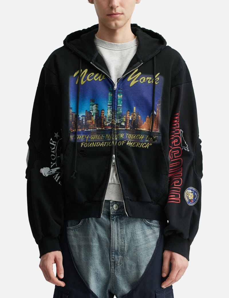 Protocol-Index Reconstructed Sweatshirts Zip Hoodie - Cotton zip