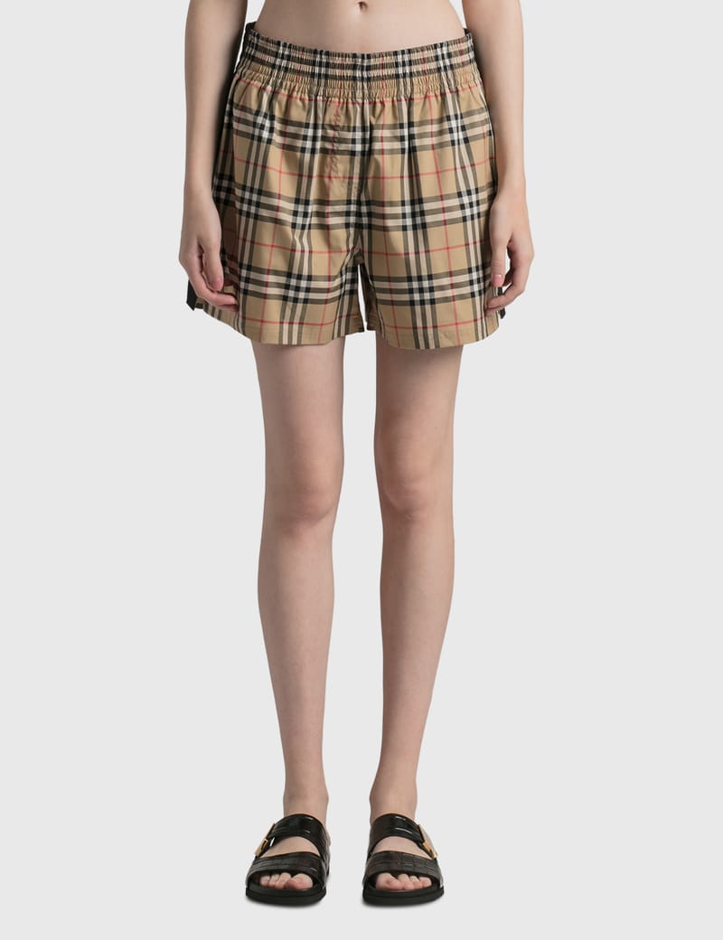 Burberry - Side Stripe Vintage Check Stretch Cotton Shorts | HBX