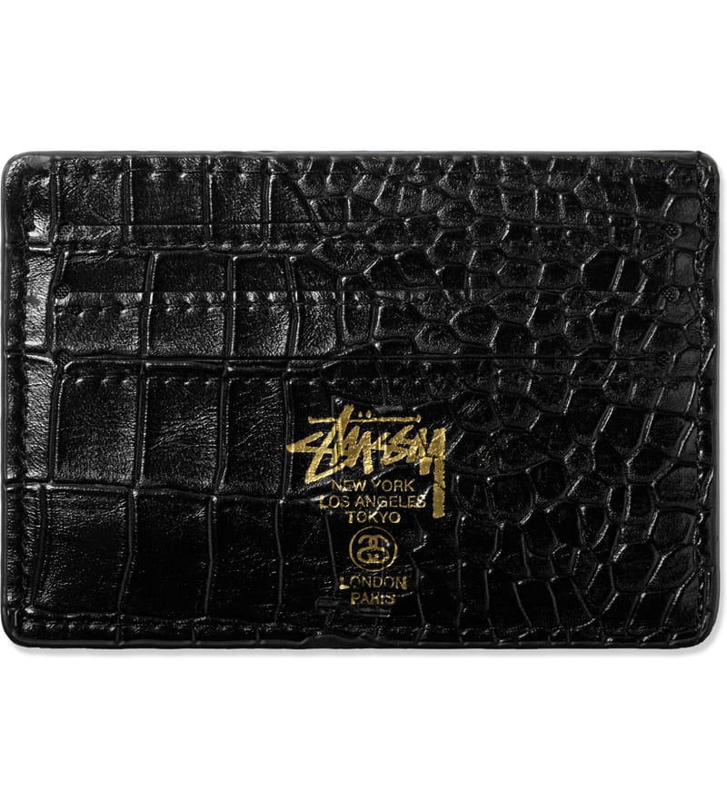 Stüssy - Black Croc Card Wallet | HBX