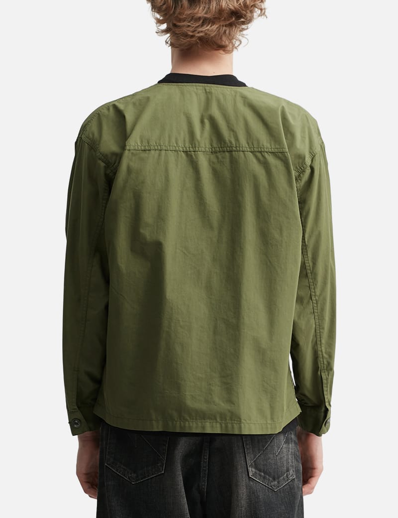 NEIGHBORHOOD No Collar Utility Jacket - Military-inspired olive