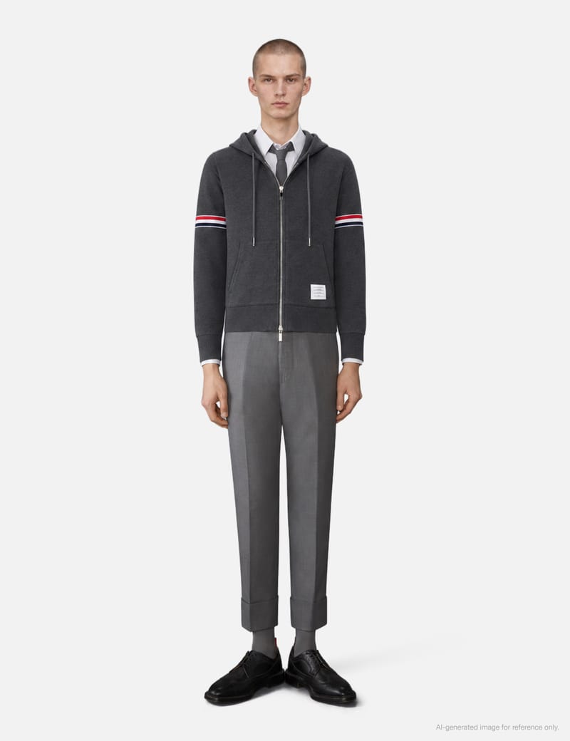 Thom Browne Zipper Hoodie With Striped Armbands - Cotton comfort