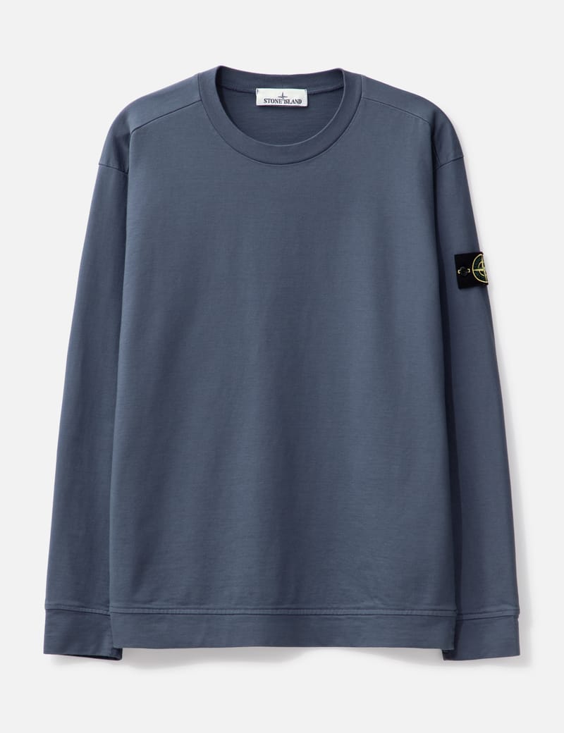 Long Sleeve Stone Island Pullover Blue Stone Island 62420 Brushed