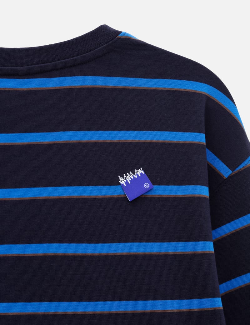 ADERERROR Sig; BL Tag LS T-Shirt 03 - Semi-oversized navy striped