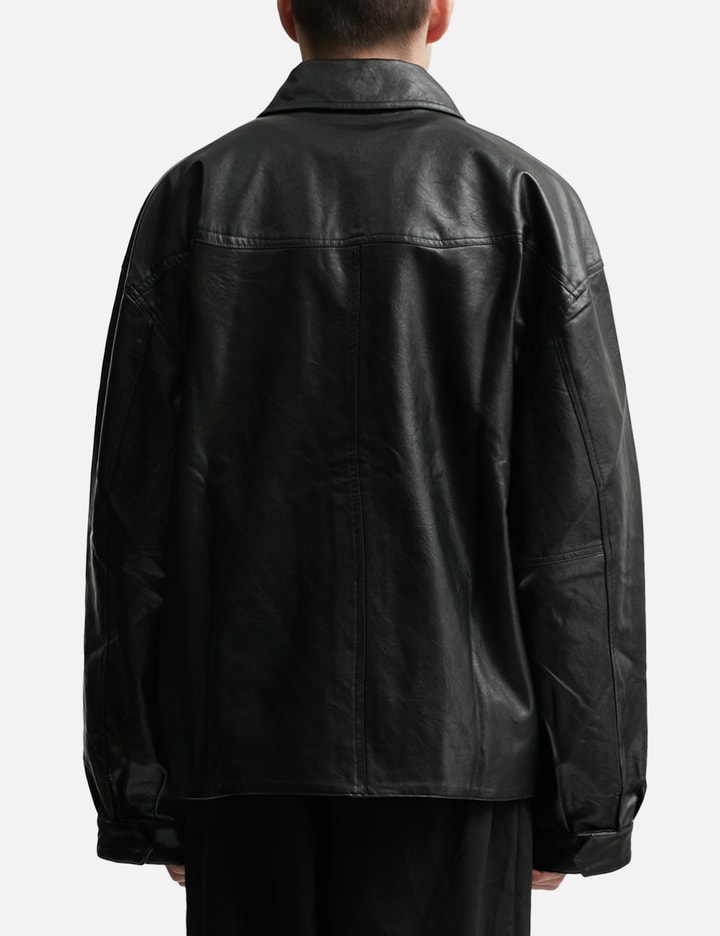 CODA - Black Synthetic Leather Slant Jacket | HBX