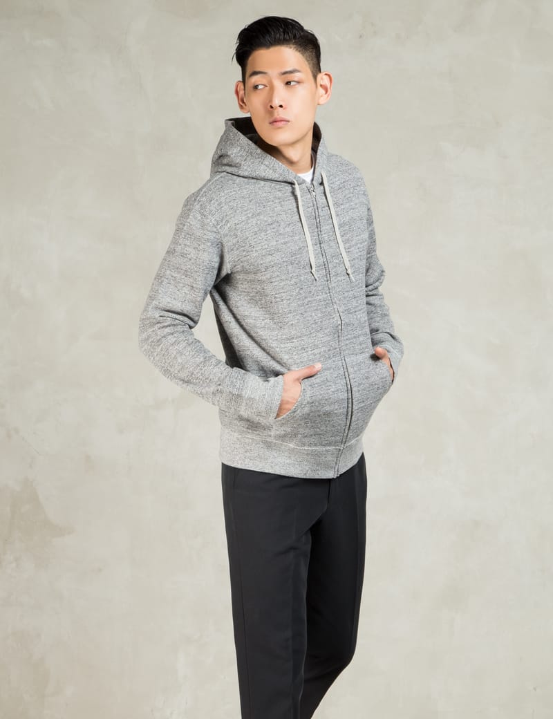 N.Hoolywood - Grey L/S Zip Front Hoodie | HBX - Globally Curated