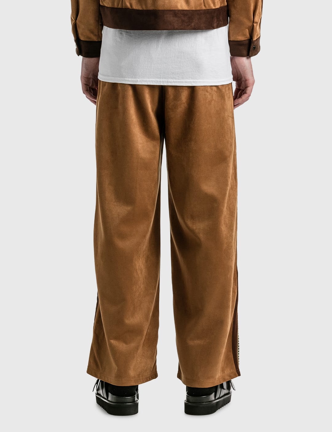 Faux Suede Flare Silhouette Track Pants