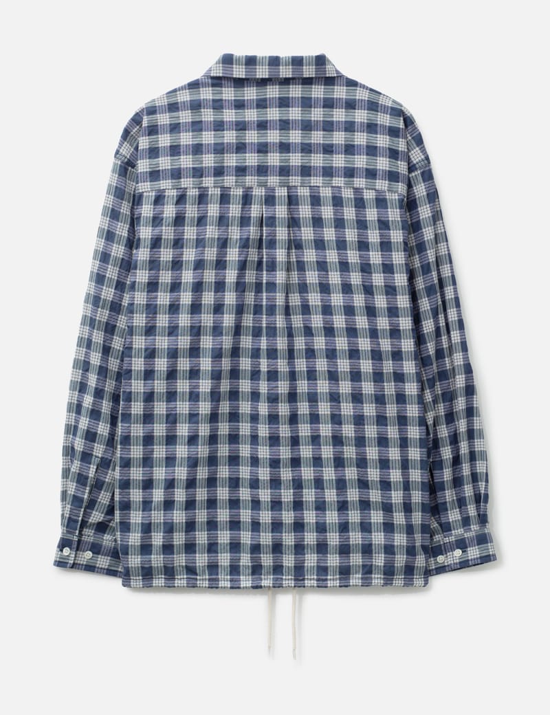 Nanamica Palaka Check Shirt - Relaxed navy check shirt with open