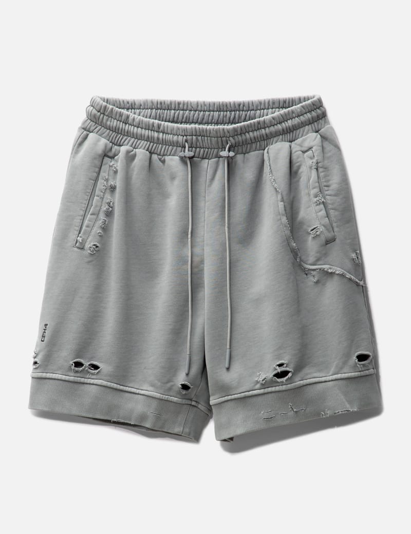 001 X Ruin Distressed Sweat Shorts