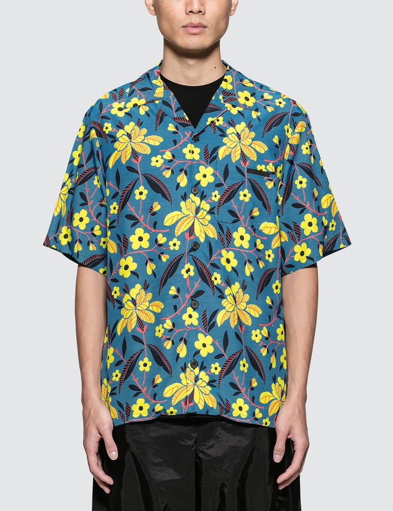 PRADA 21SS sunflower bowling shirt