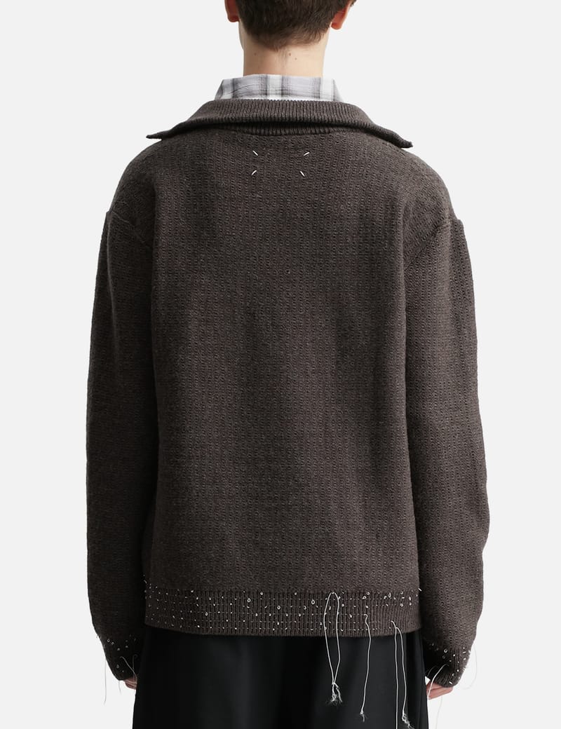 Maison Margiela Wool Quarter-Zip Sweater - Brown gauge-5 wool