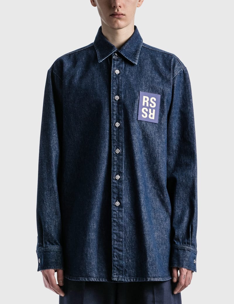 RAF SIMONS ラフシモンズCARRY OVER DENIM SHIRT Raf Simons Denim Button Shirt Patch Carry Over Tape Black